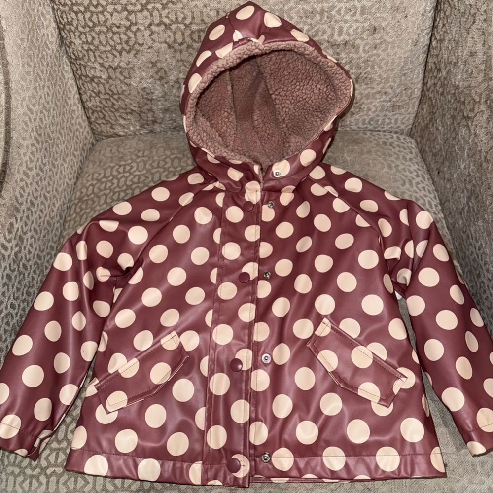 Me Jane mini Kids‎ Polka Dot Raincoat - Brown and Cream